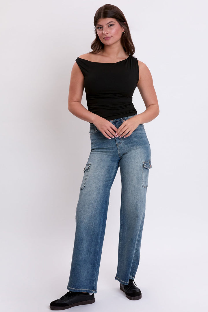 Women's Skater Cargo Wide Leg Jeans Denim