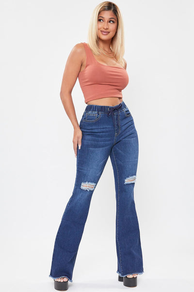 Women's Flare Raw Hem Jogger Jeans