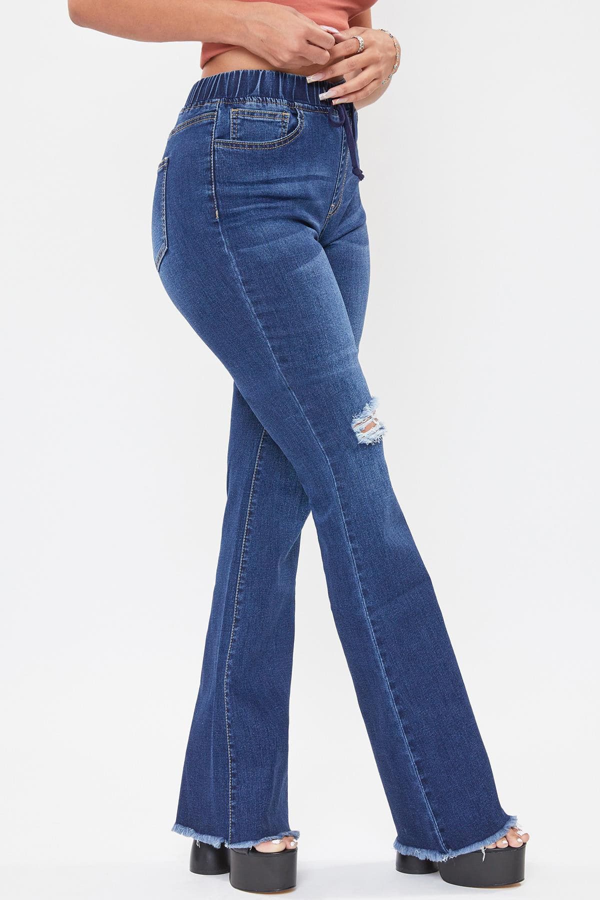 Women's Flare Raw Hem Jogger Jeans