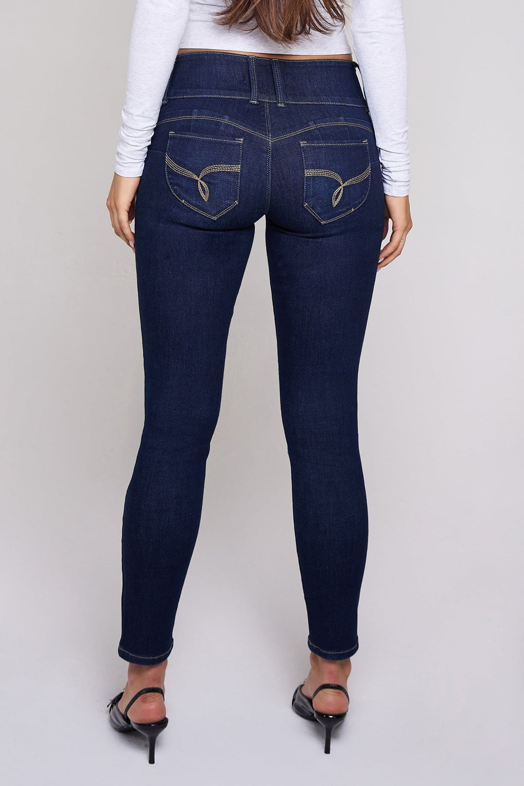 Women's Luxe Mid Rise 3-Button WannaBettaButt Skinny Jeans