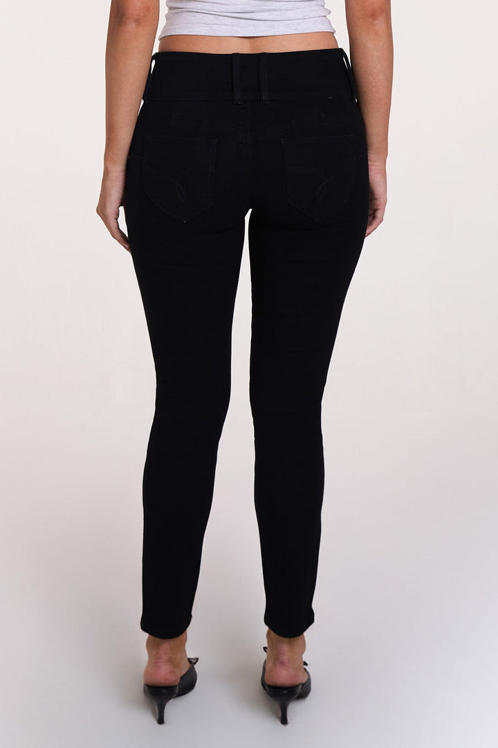 Women's Luxe Mid Rise 3-Button WannaBettaButt Skinny Jeans