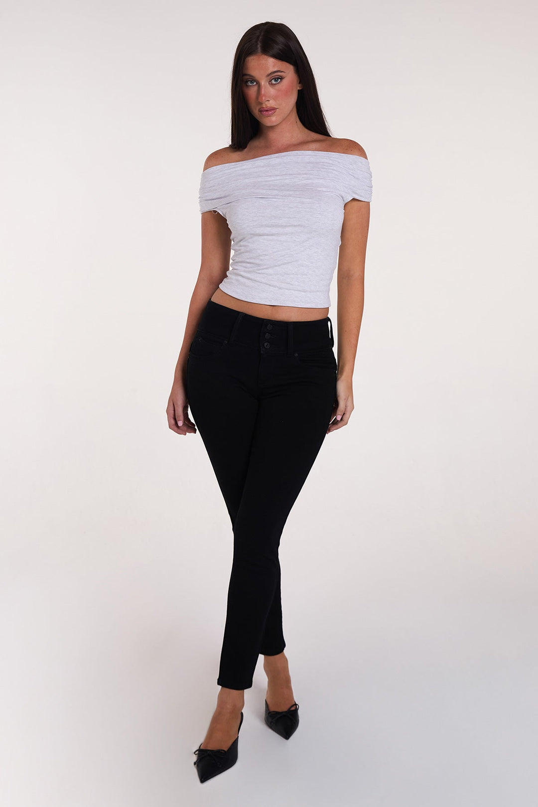 Women's Luxe Mid Rise 3-Button WannaBettaButt Skinny Jeans