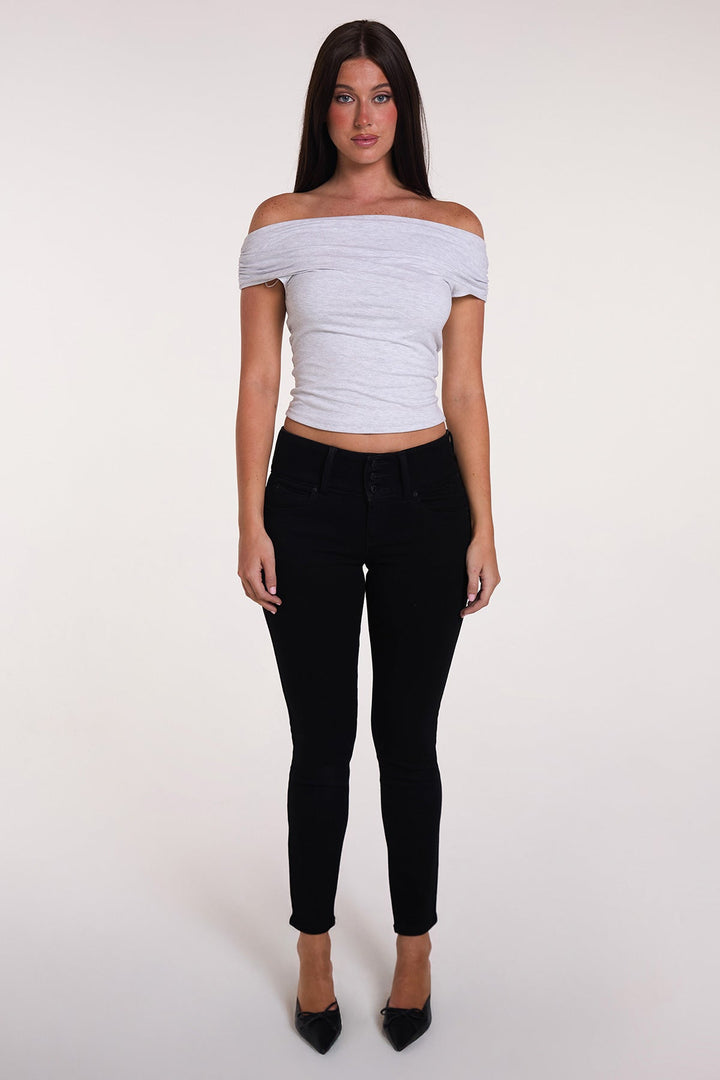 Women's Luxe Mid Rise 3-Button WannaBettaButt Skinny Jeans