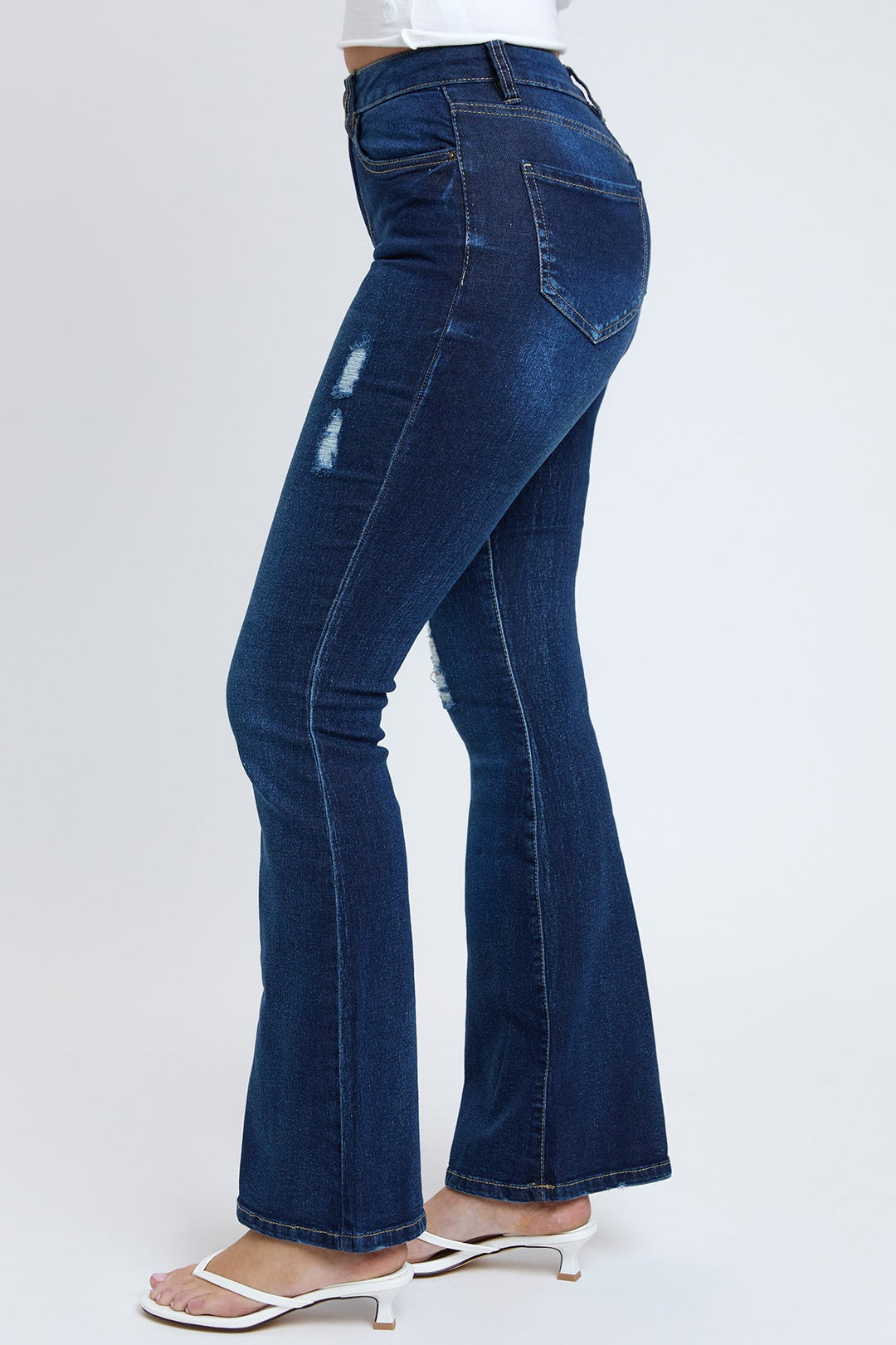 Women's Essential Distressed Flare Jeans-Distressed