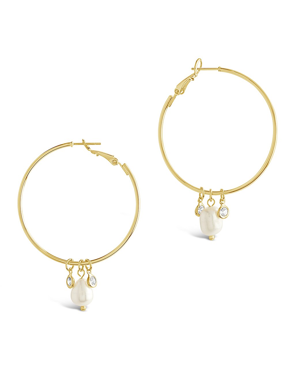 Pearl and Bezel CZ Hoops