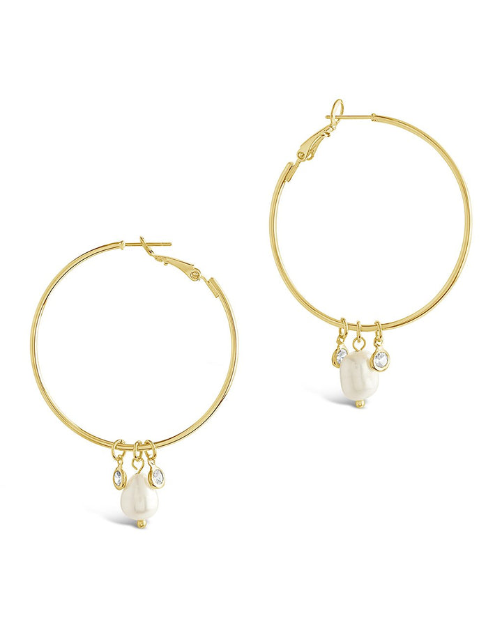 Pearl and Bezel CZ Hoops