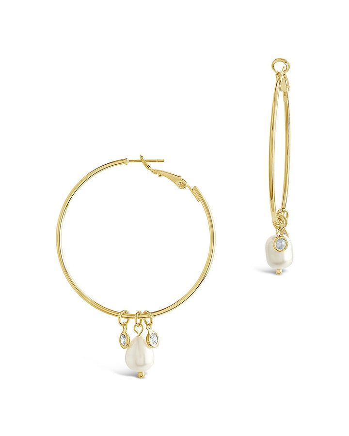 Pearl and Bezel CZ Hoops