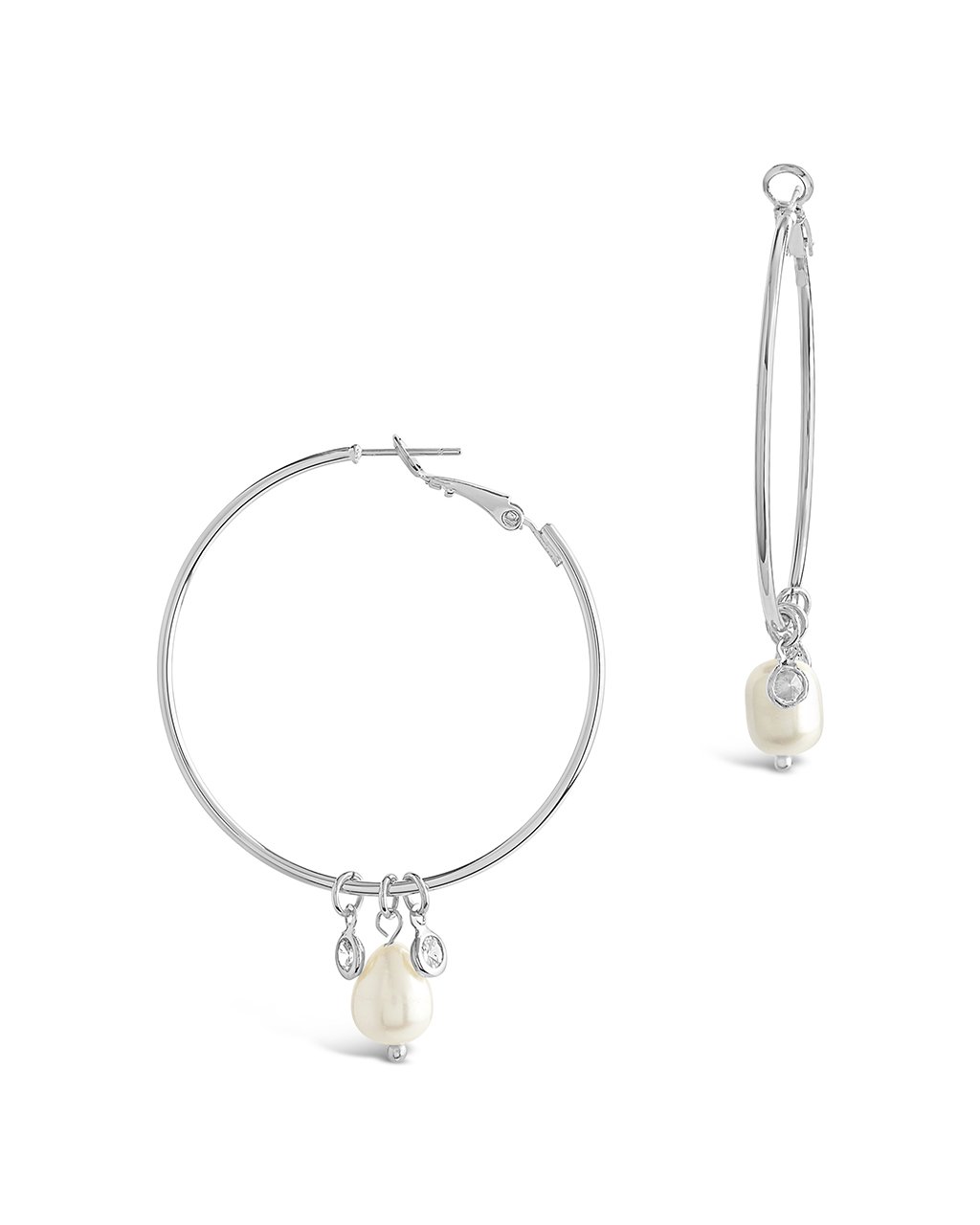 Pearl and Bezel CZ Hoops
