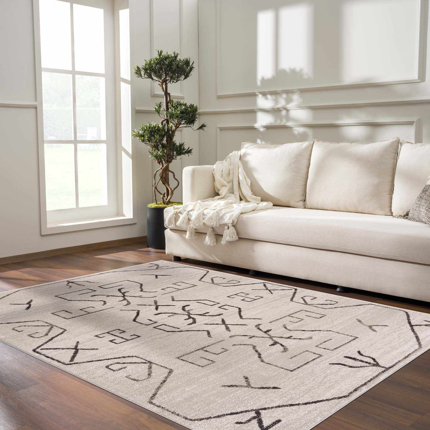 Azzan Black Tribal Area Rug - Limited Edition