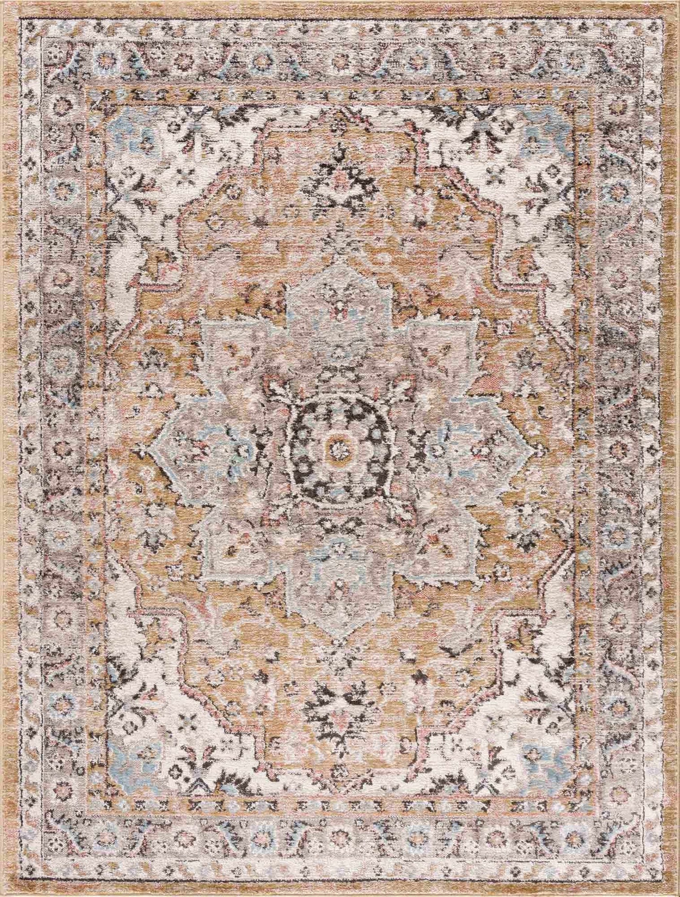 Albie Gold & Beige Area Rug - Clearance