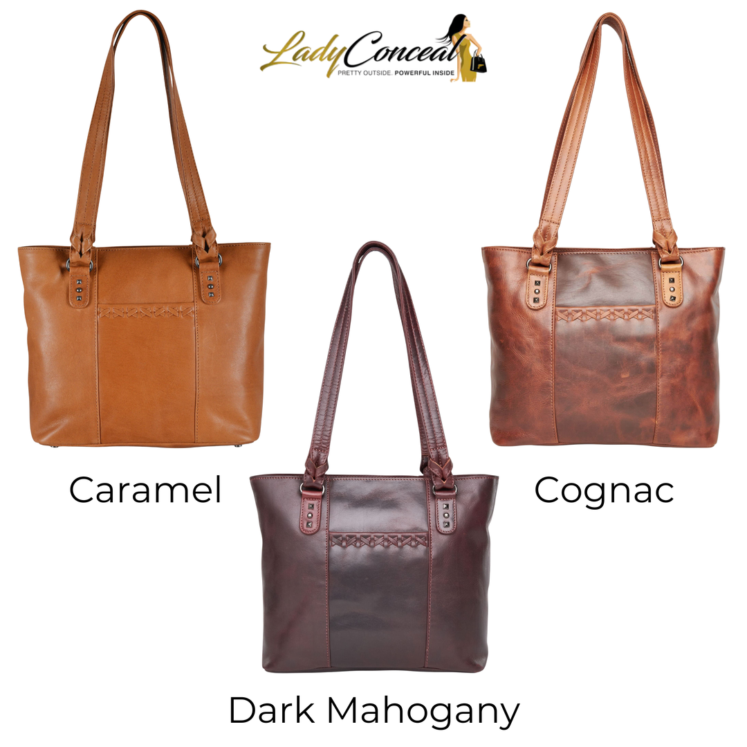 Concealed Carry Peyton Leather Tote for Women by Lady Conceal