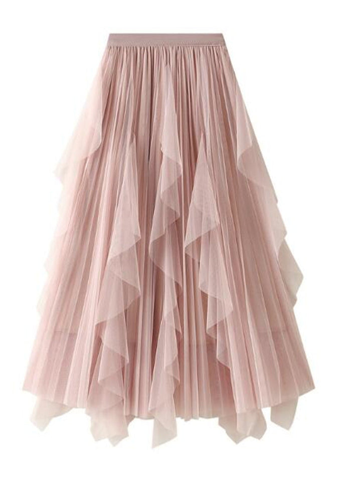 Pleated chiffon midi skirt