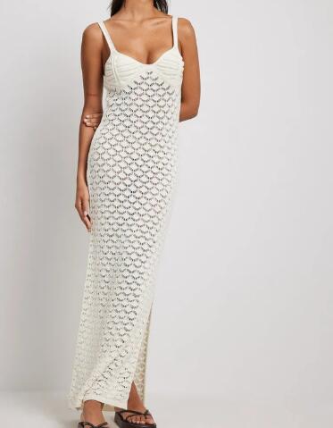 Miss Sparkling Crochet Knitted Maxi Dress cover up