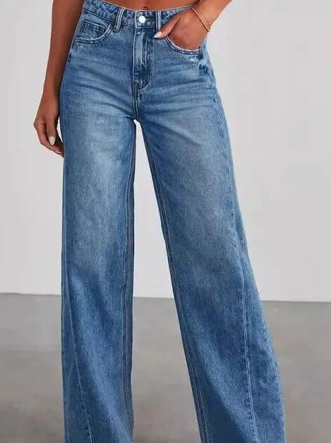 High Waisted Denim Wide Leg Jeans