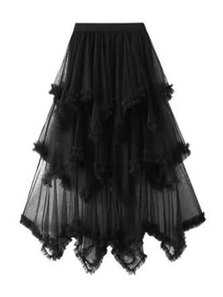 Layered Mesh High Waist Skirt