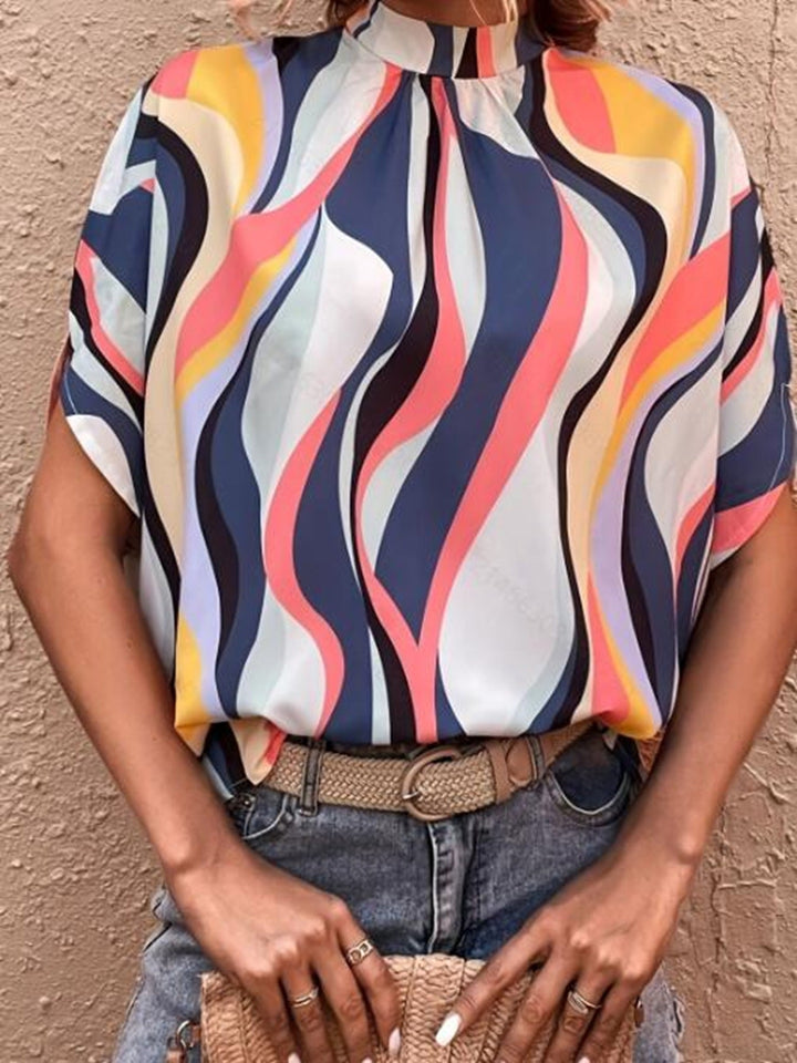 Mock collar winged blouse