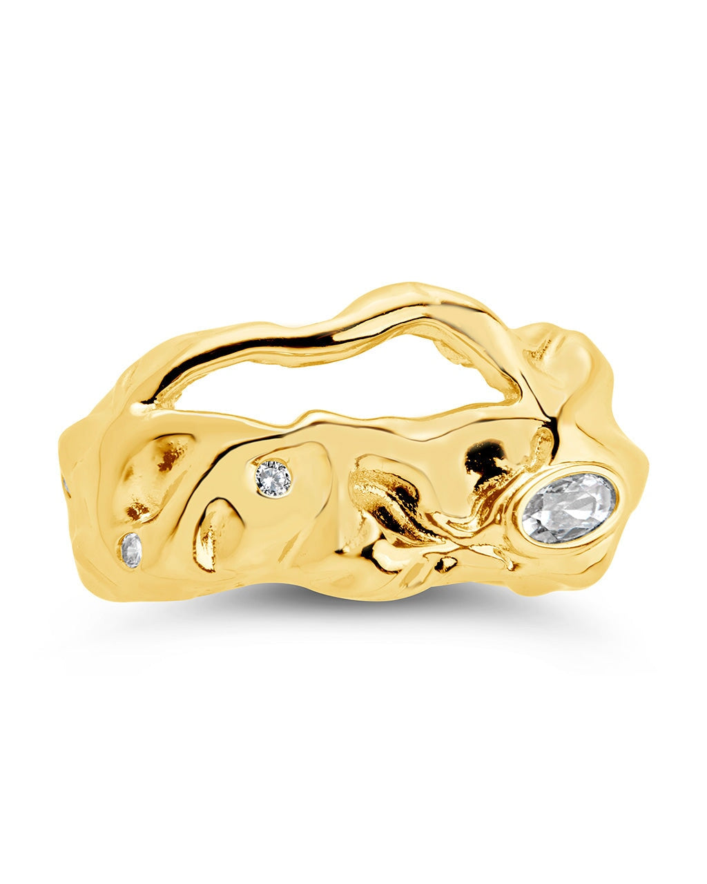 Sasha CZ & Molten Metal Band Ring