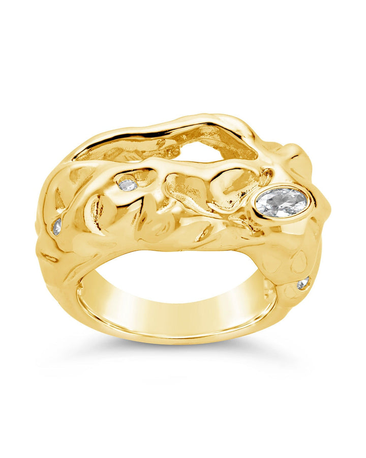 Sasha CZ & Molten Metal Band Ring