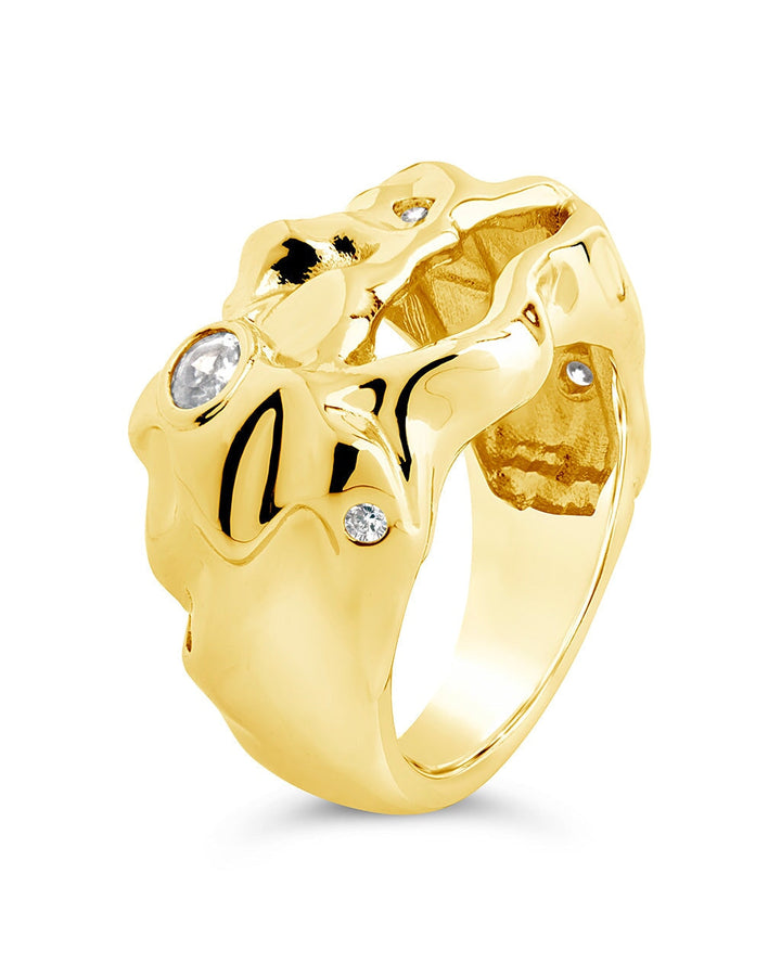 Sasha CZ & Molten Metal Band Ring