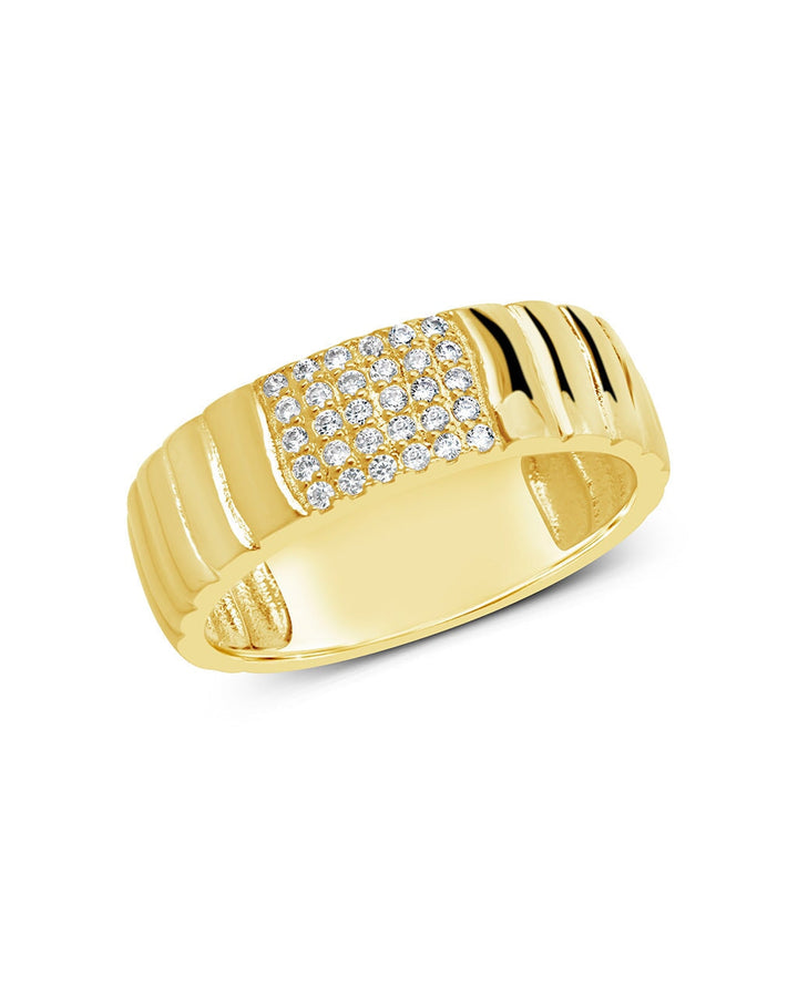 Riley CZ Textured Band Ring