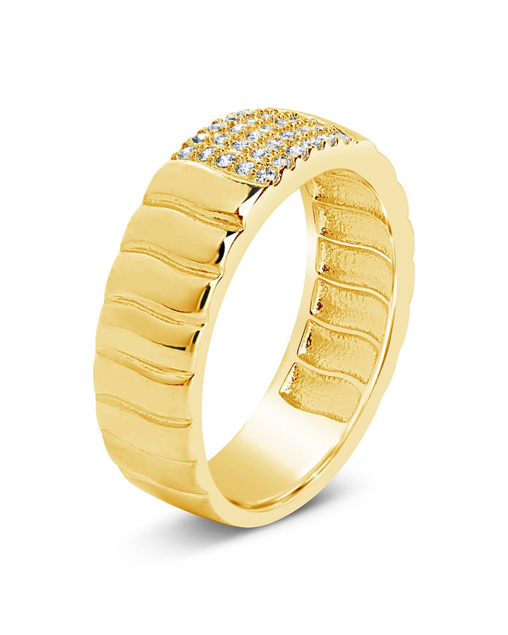 Riley CZ Textured Band Ring