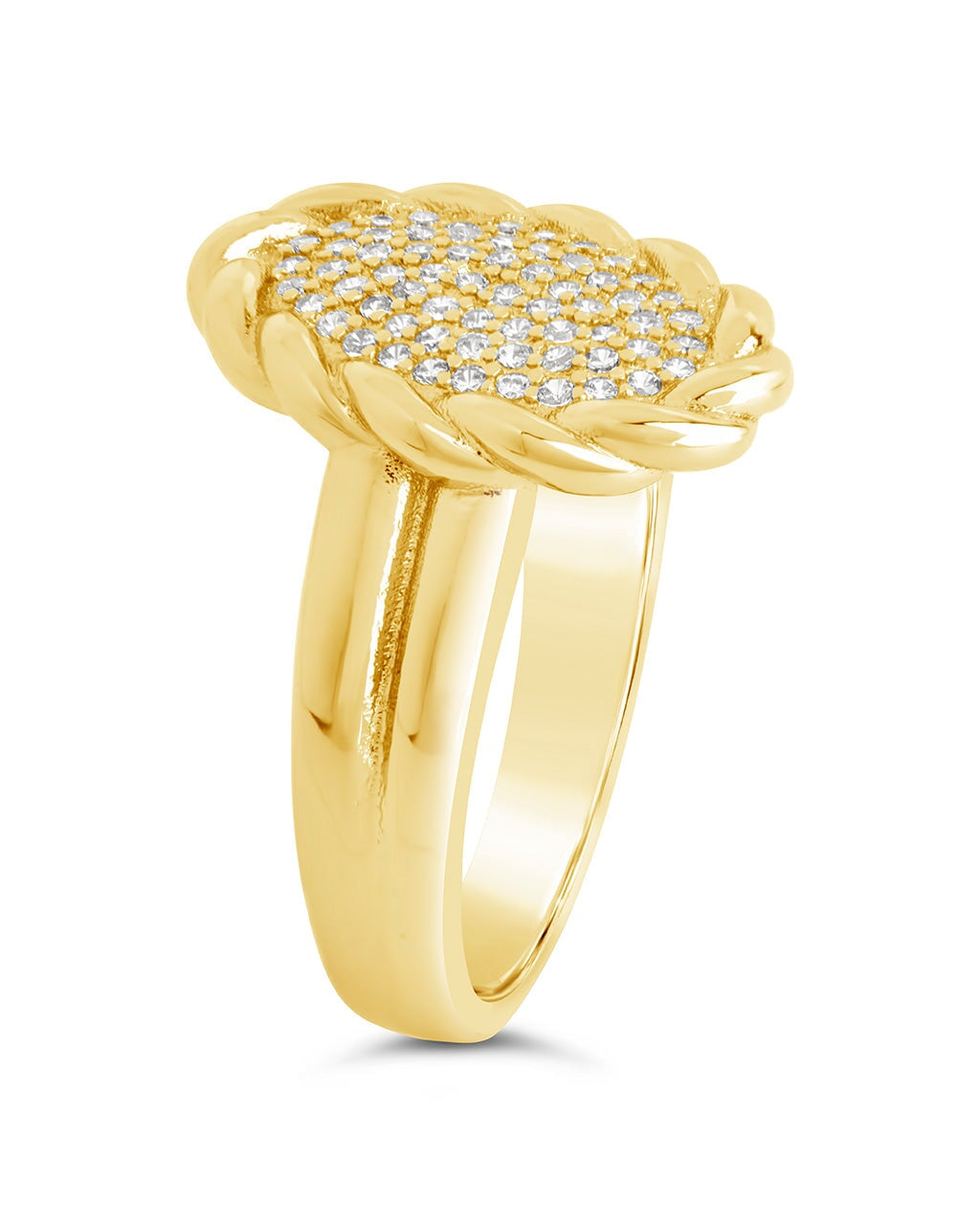 Galette CZ Signet Ring