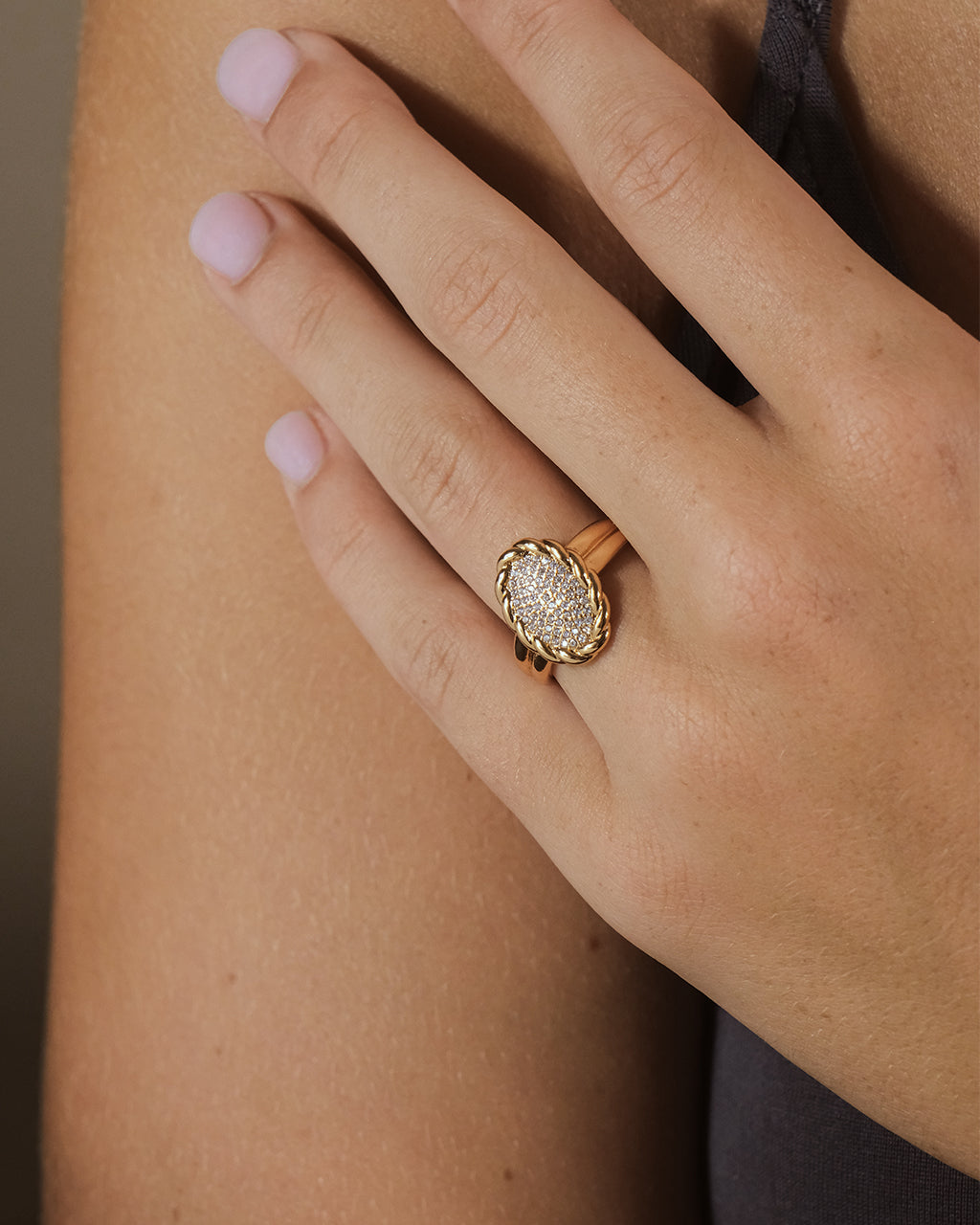 Galette CZ Signet Ring