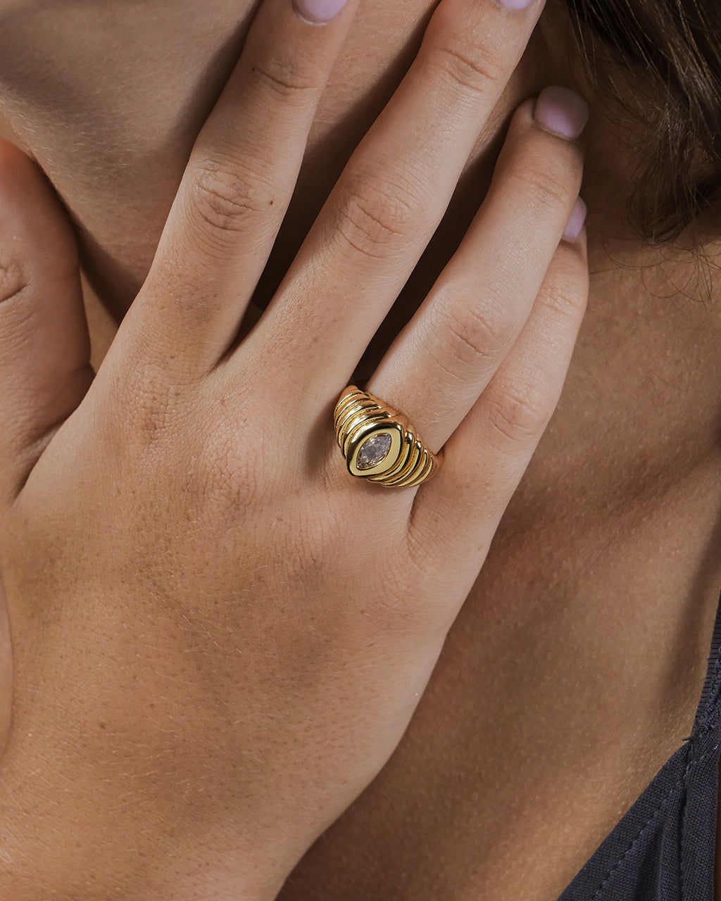 CZ Studded Croissant Ring