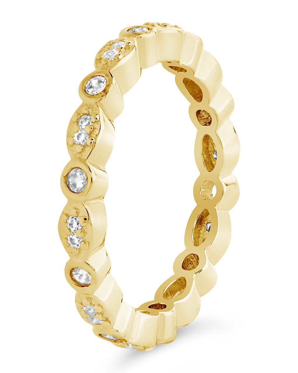 Sterling Silver CZ Bezel Band Ring