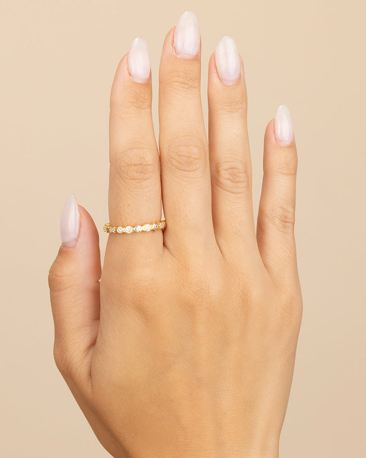 Sterling Silver CZ Bezel Band Ring