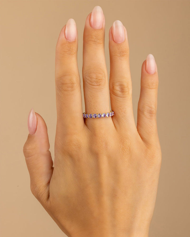 Sterling Silver Gracie Amethyst CZ Eternity Ring