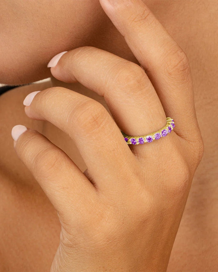 Sterling Silver Gracie Amethyst CZ Eternity Ring