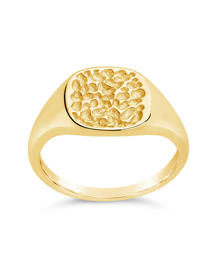 Hammered Square Signet Ring