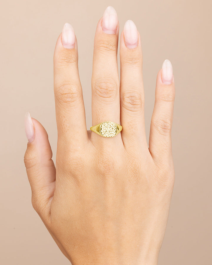 Hammered Square Signet Ring