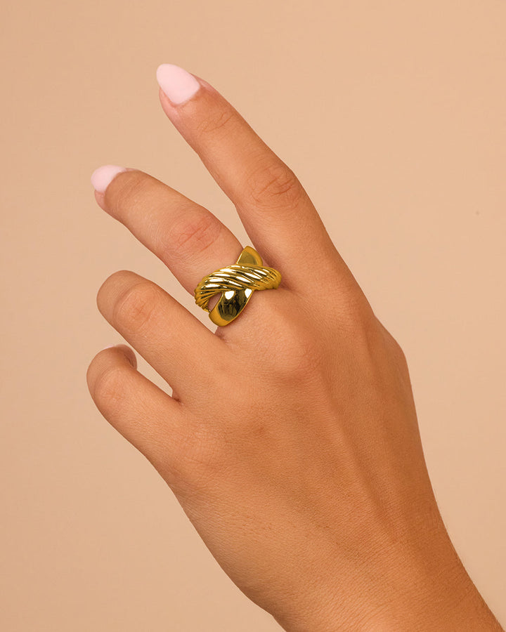 Myra Textured Cross Ring