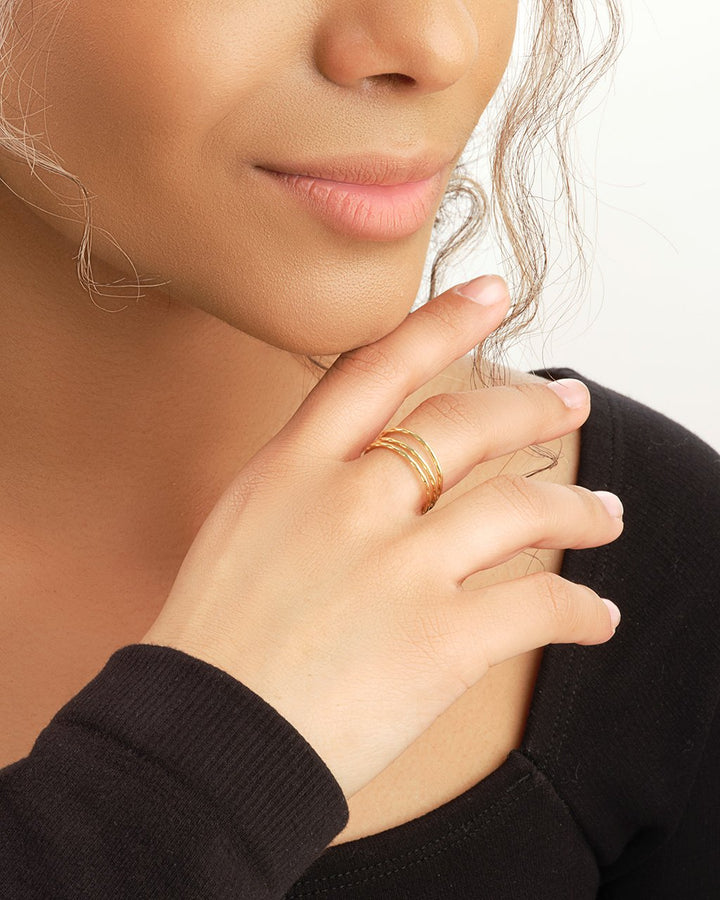 Sterling Silver Textured Multi Band Ring