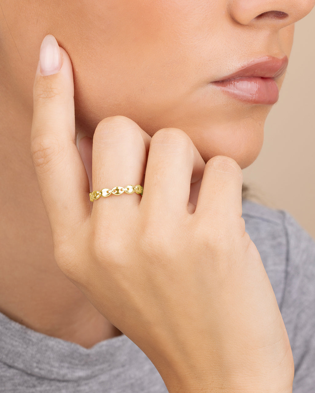 Sterling Silver Janie Anchor Chain Ring