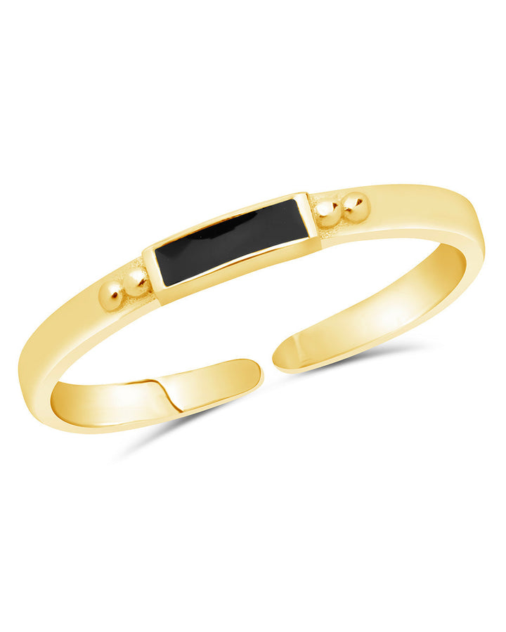 Sterling Silver Thin Enamel Open Signet Ring