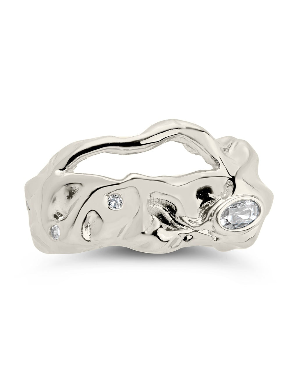 Sasha CZ & Molten Metal Band Ring