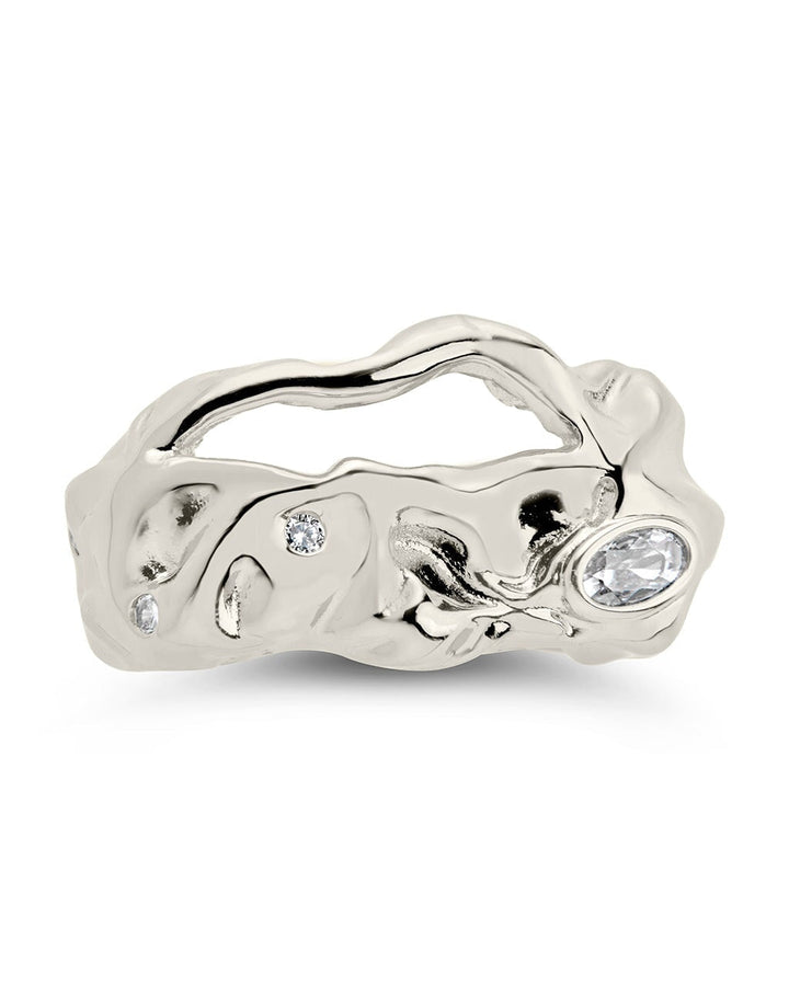 Sasha CZ & Molten Metal Band Ring