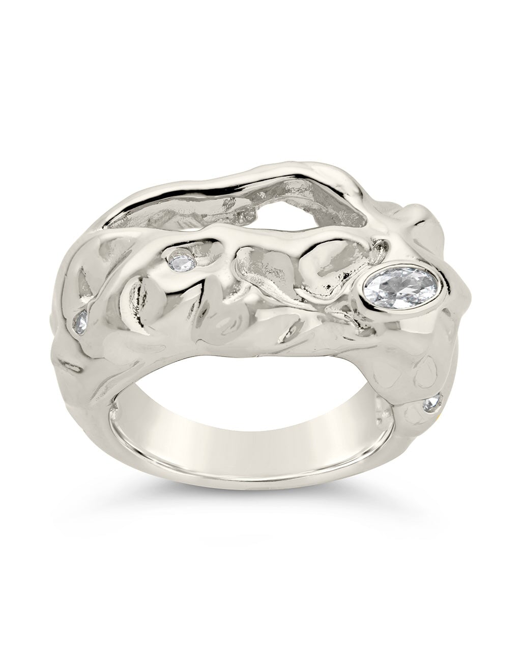 Sasha CZ & Molten Metal Band Ring