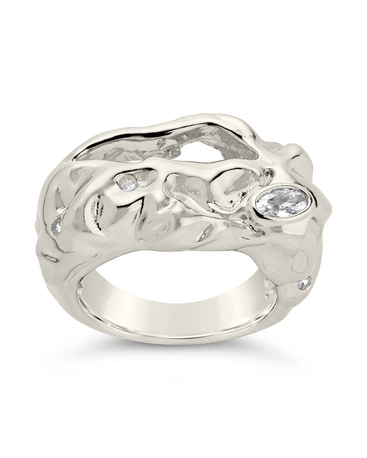 Sasha CZ & Molten Metal Band Ring