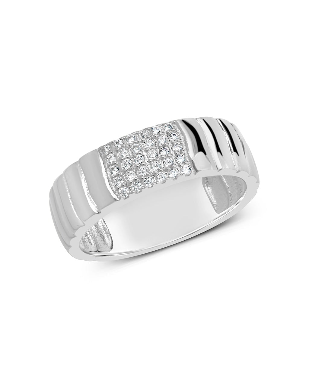 Riley CZ Textured Band Ring