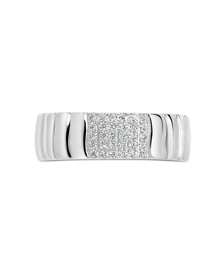 Riley CZ Textured Band Ring