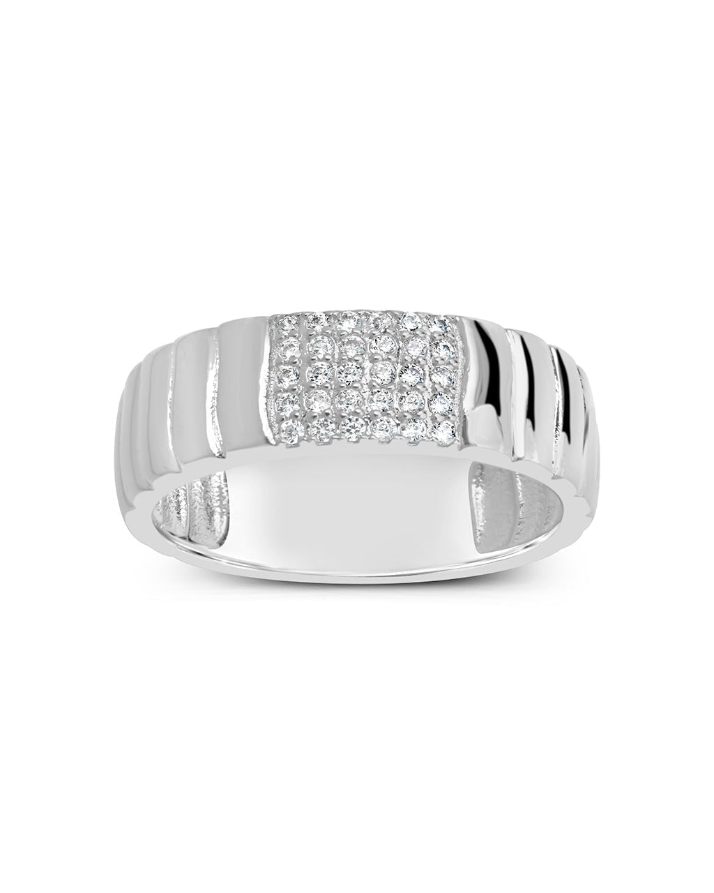 Riley CZ Textured Band Ring