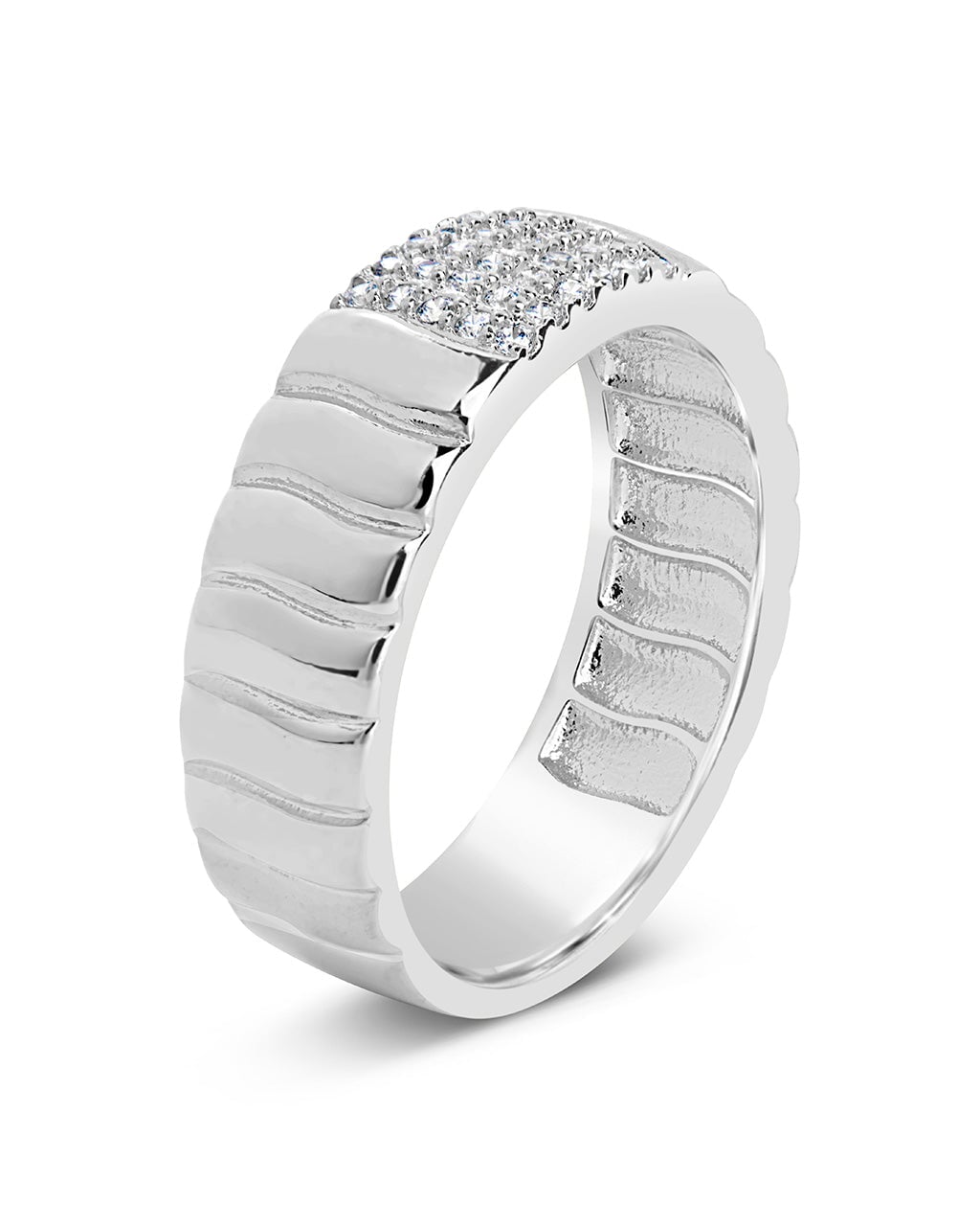 Riley CZ Textured Band Ring