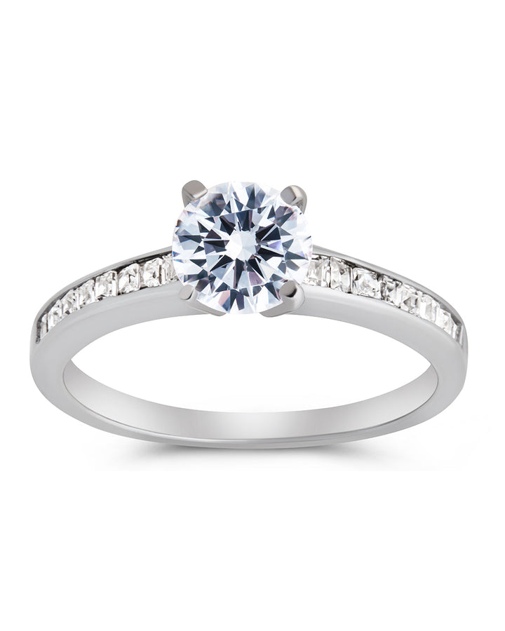 Sterling Silver Radiant CZ Engagement Ring