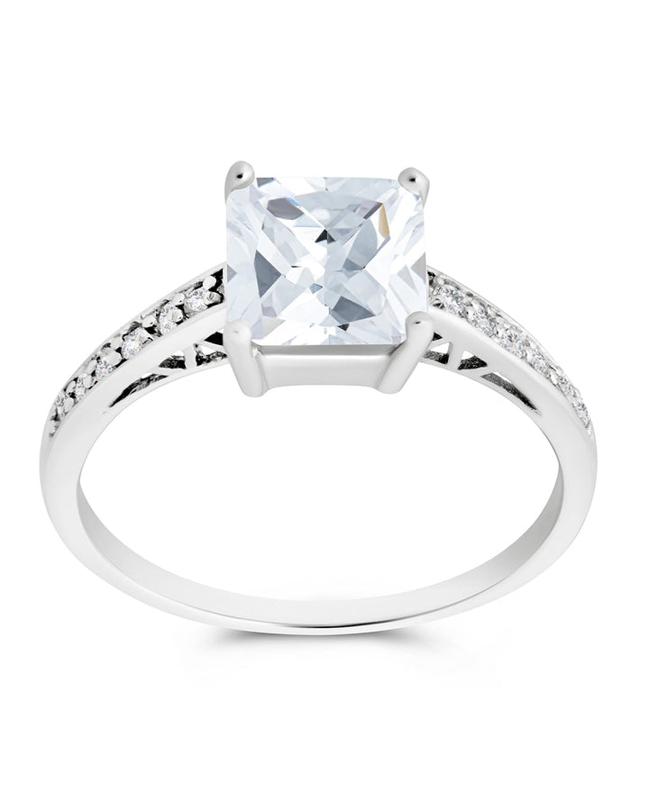 Sterling Silver Princess Cut CZ Promise Ring