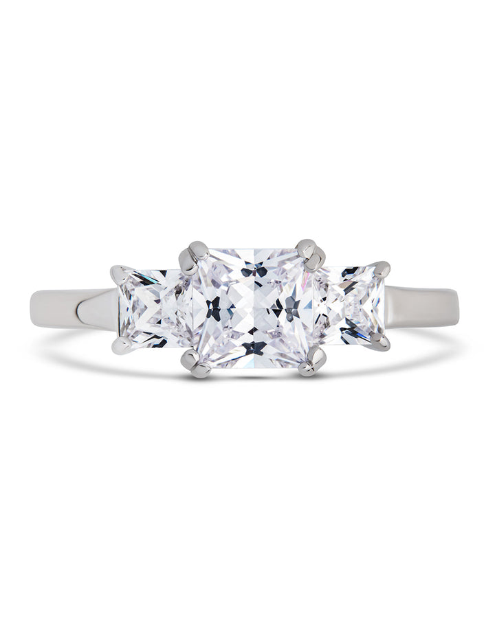 Sterling Silver Three Stone Right Hand Ring