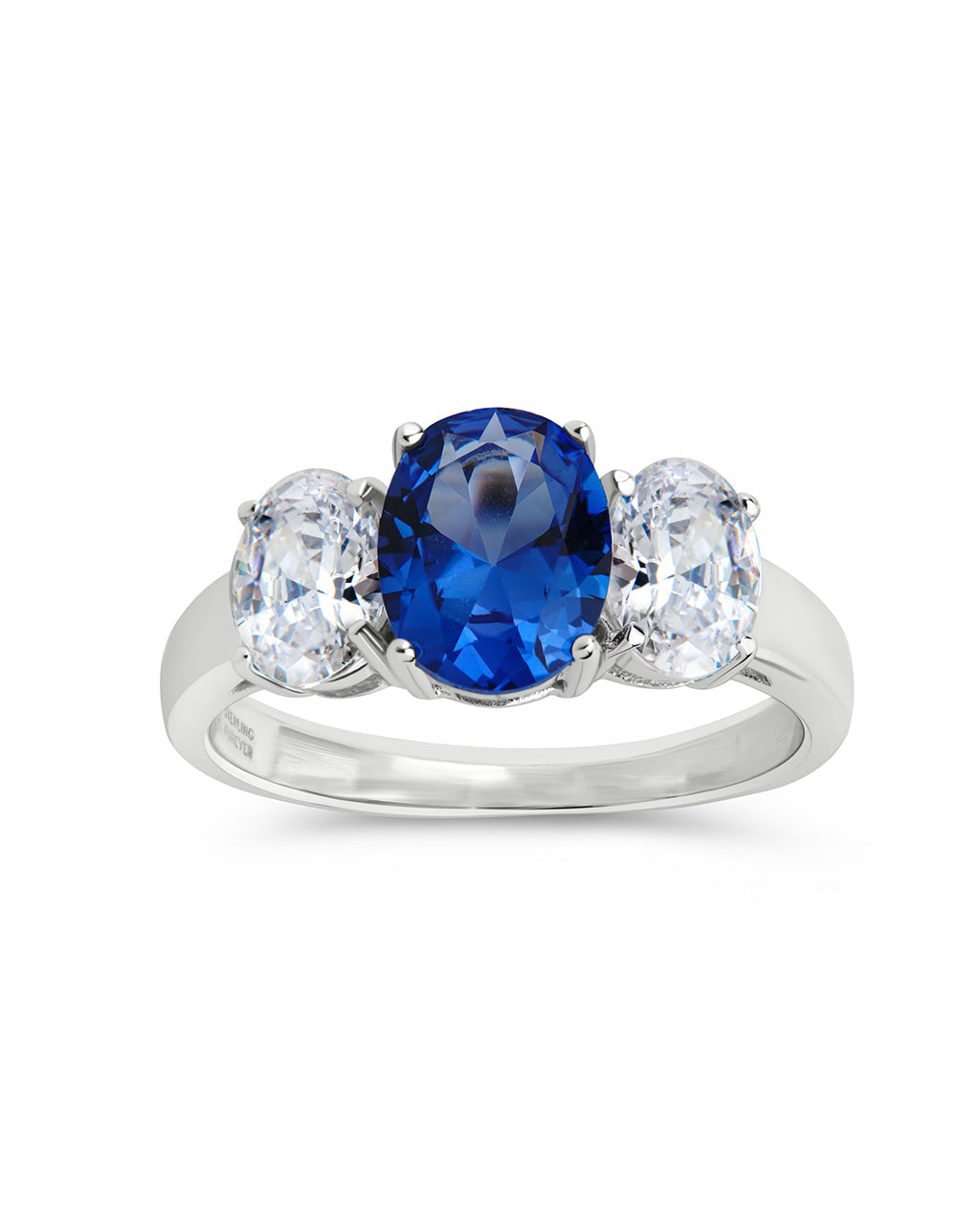 Sterling Silver Blue Topaz Triple Ovaline Anniversary Ring